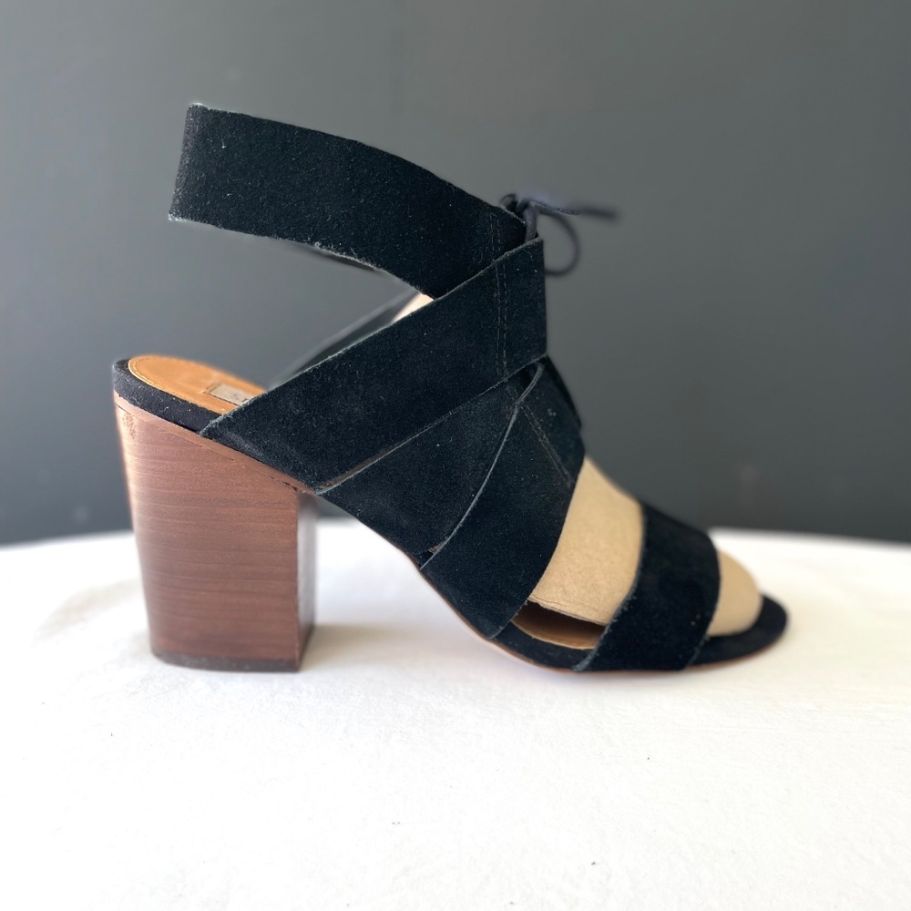 STEVE MADDEN Ziana Shoes Black Suede Block Heel Sandals EXC Sz 8M - Picture 5 of 13